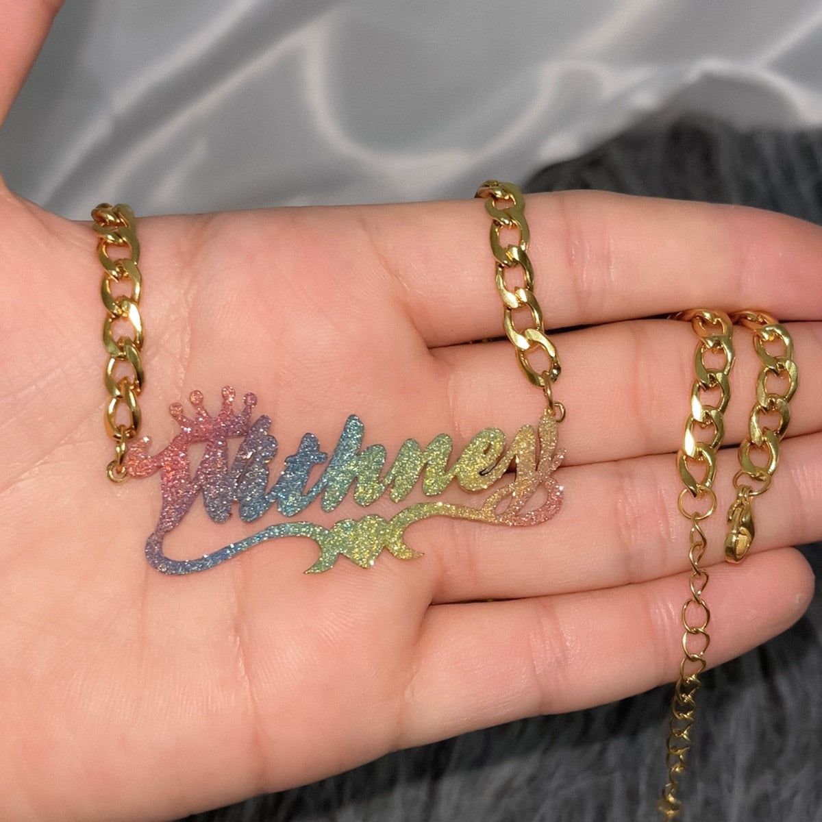 Glaceelaine Rainbow Personalized Name Necklace add your name