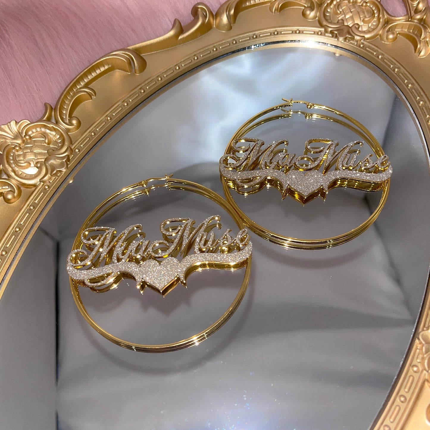 Glaceelaine Custom Name Hoop Earrings AnyName can be added on, made from real Stainless Steel